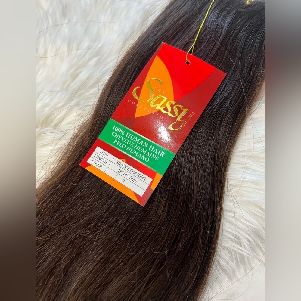 #2 Dark Brown  100% Human hair  Extensions 18 Inch Long - Picture 8 of 8